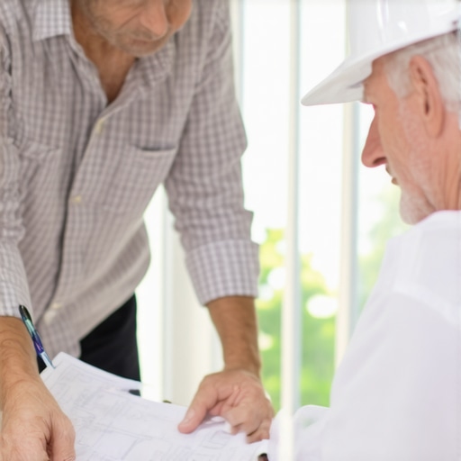 Homeowner and contractor reviewing permit documents together