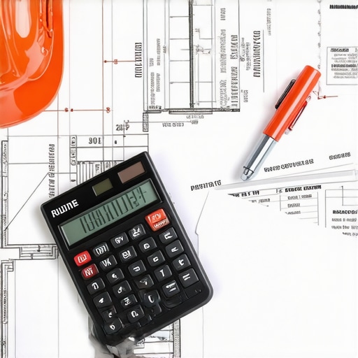 Navigating Permit Costs Permit paperwork and budgeting calculations at construction site.
