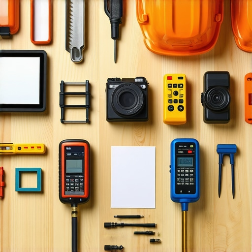 A construction site showing workers with digital measuring and management devices.