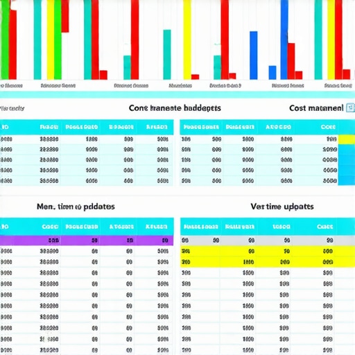 Close-up of a construction budget spreadsheet showing detailed cost breakdowns and charts for a home project.