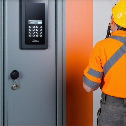 Modern digital lockboxes for tools and equipment on construction site