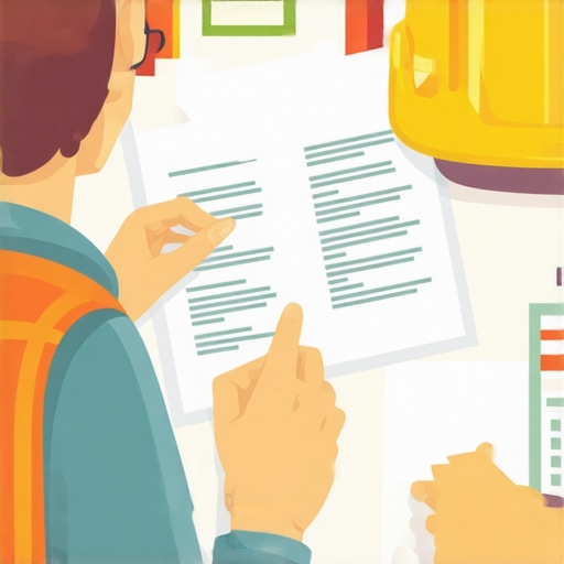 Contractor analyzing detailed construction bid documents with breakdown of costs