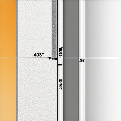 Illustration of drywall surface measurement with screw spacing details.