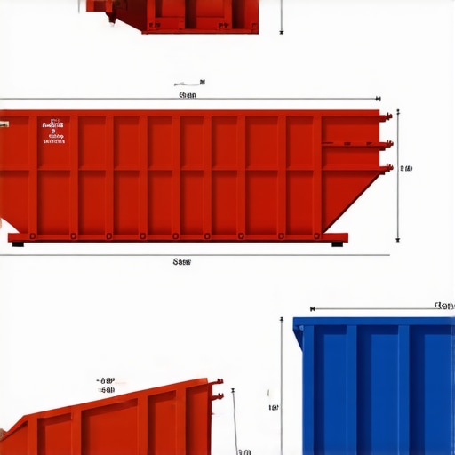 Illustrative diagram showing various dumpster sizes and their measurements