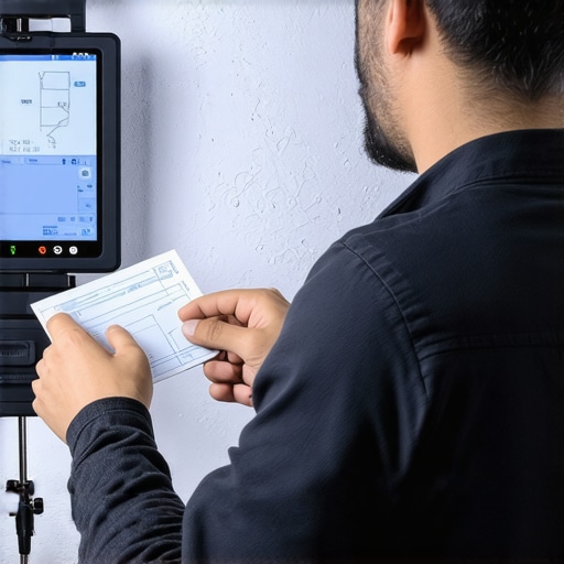 Surveyor using digital equipment to verify property boundaries on-site