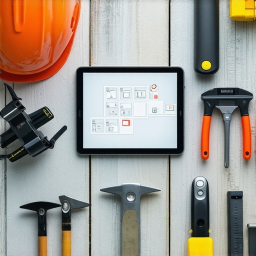 A construction site with drone surveying, digital tools, and well-kept equipment.