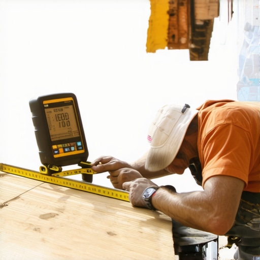 Homeowner measuring roof slope with a digital level