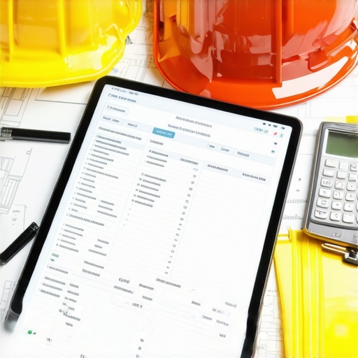 A construction site manager using digital tools for project oversight.