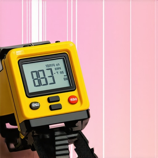 A digital level and laser distance measure resting on a wooden plank