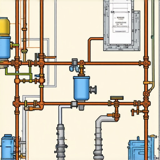 Blueprint of an efficient second-floor plumbing system emphasizing minimal pipe routes and fixture placement.