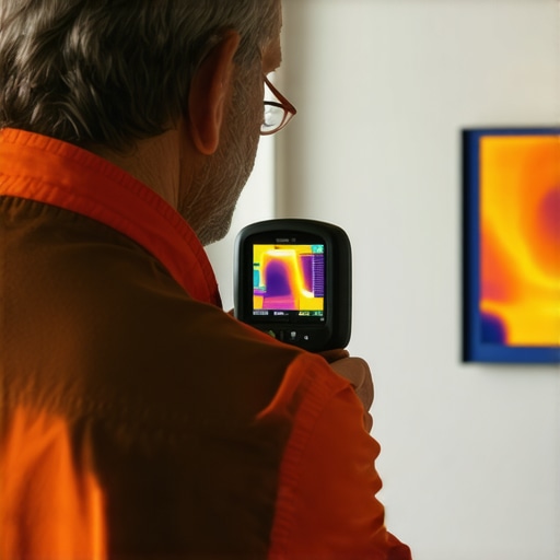 Homeowner inspecting a home addition with a thermal imaging camera, highlighting potential issues