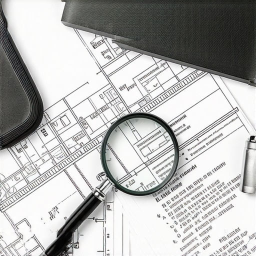 Blueprint plans and digital device reviewing permit documents at a workspace.