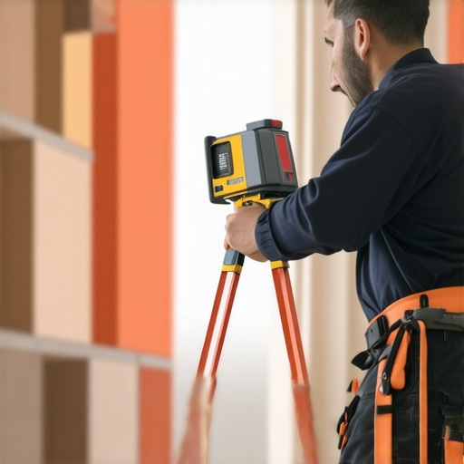 Using Laser Measure for Accurate Construction Measurement Homeowner utilizing laser measurement device on-site for precise building measurements.