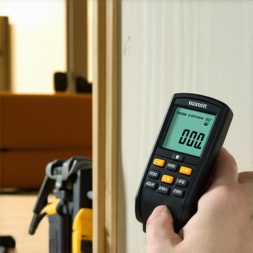Homeowner testing moisture levels in basement walls with a digital moisture meter for ongoing home upkeep.