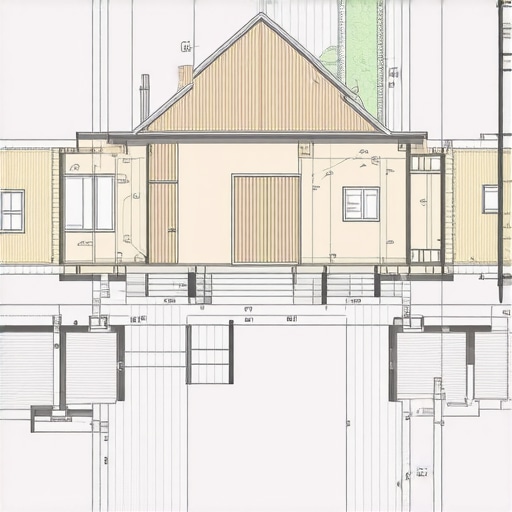 Blueprints overlaid with zoning area maps for home extension planning