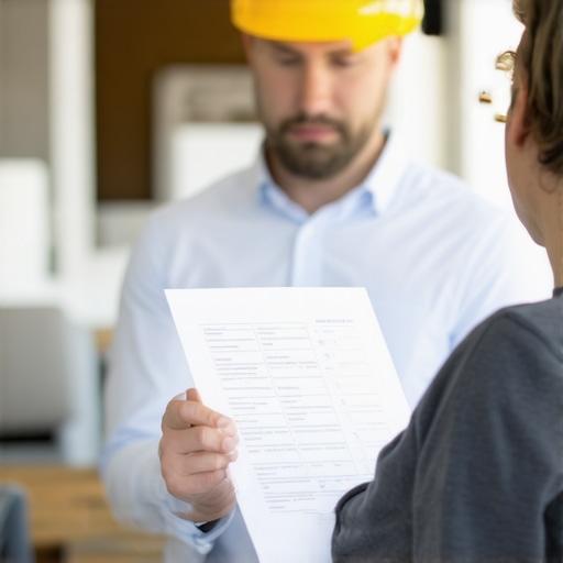 Homeowner and contractor discussing detailed site supervision fee during construction planning