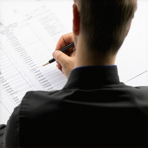 A contractor analyzing a printed construction estimate with detailed line items