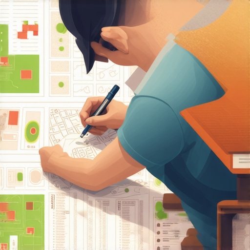 Surveyor with land maps and soil test results