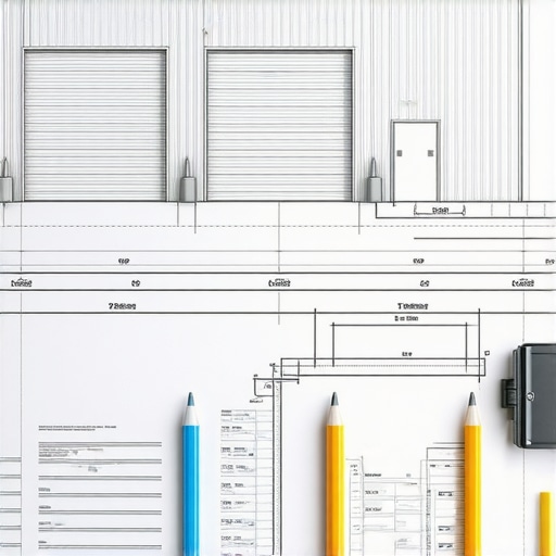 Blueprint diagram showing fire-resistant wall and door installation for garage