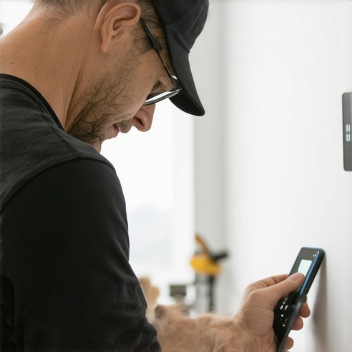 Person using smart sensors and tools for building maintenance