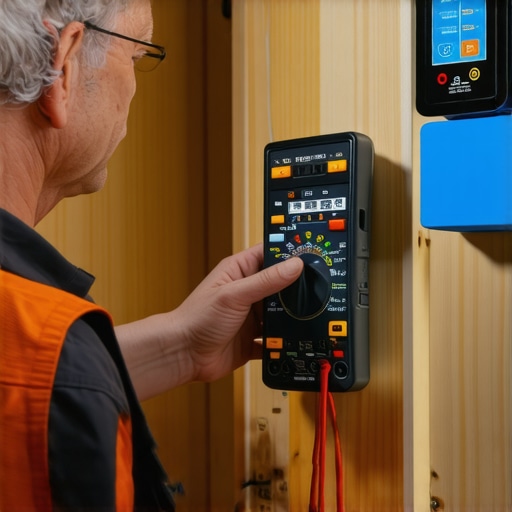 Person checking electrical system with digital tools to ensure home safety.