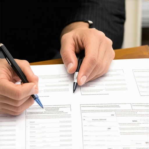 Person consulting permit paperwork at municipal office