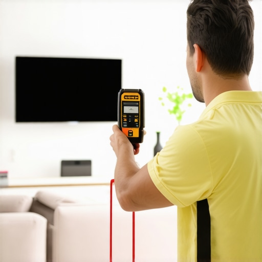 Person using a laser distance meter to measure a room for renovation.