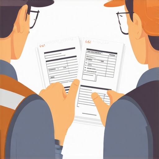 Homeowner and contractor discussing permit paperwork and inspection timetable.