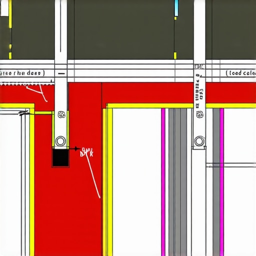 Illustration of load distribution and calculation steps for a building header