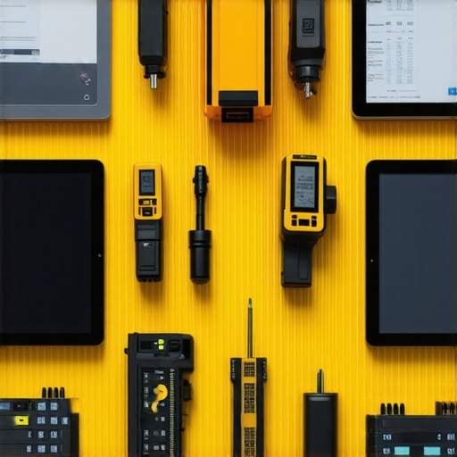 A photo of advanced construction equipment ready for use in a professional workspace.