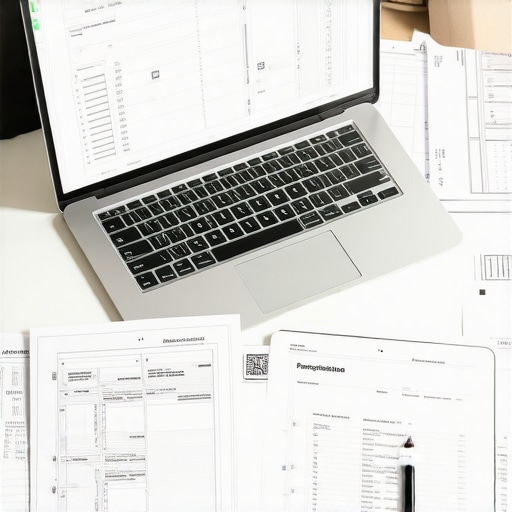 A professional's workspace with digital tools for construction estimating and permit management.