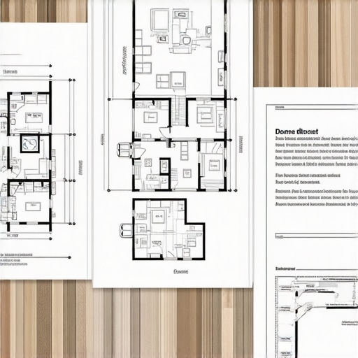 Blueprint plans and permit documents for home addition project