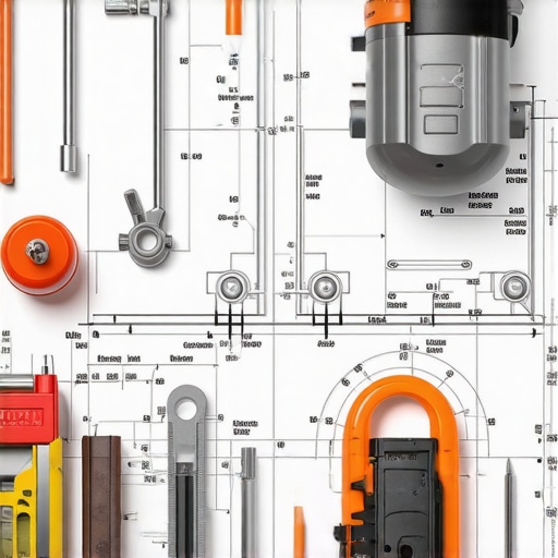Blueprint with sprinkler zones and measuring tools at a construction site