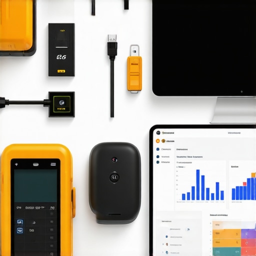 Smart Tools for Modern Construction Construction professional using digital tools and sensors for building maintenance