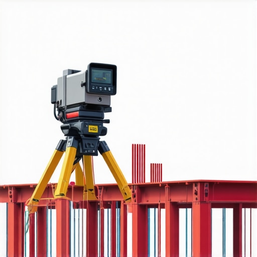 Advanced Construction Tools in Action Construction professionals using laser scanner and BIM software on-site for project precision.