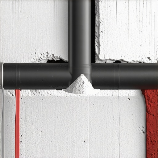 Applying fire-rated sealant around conduit Close-up of sealant around conduit for fire safety