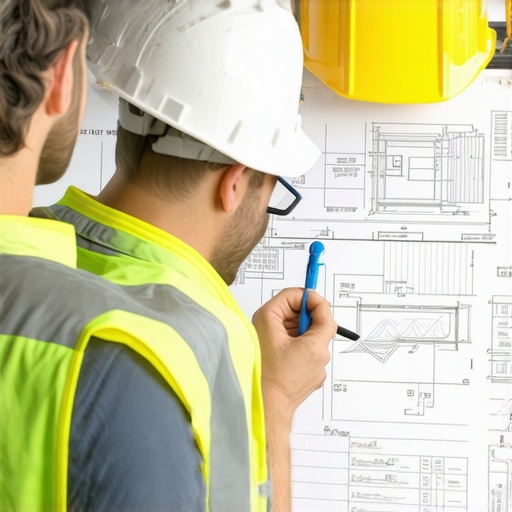 Homeowner analyzing project estimates with contractor, emphasizing permit and site considerations.