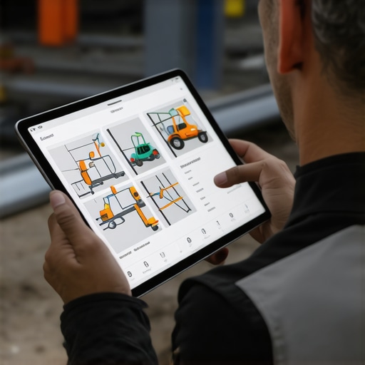 Digital Construction Management Tools in Action Construction supervisor using tablets to oversee project maintenance and updates.