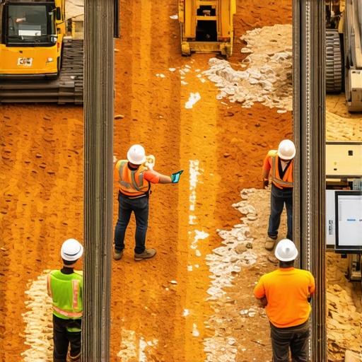 Efficient Construction Site Operations A construction team coordinated through digital tools and communication devices