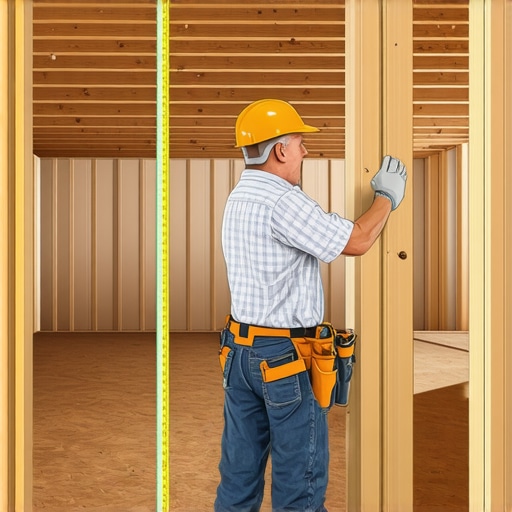 Person measuring support beams in basement for load calculation
