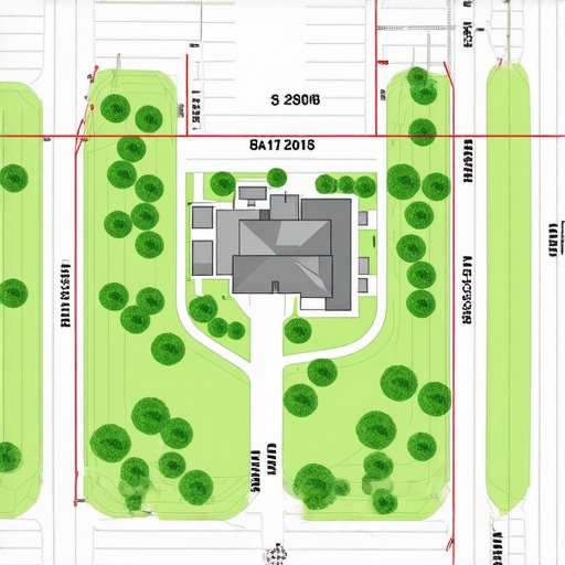 Diagram illustrating underground utility lines, property lines, and construction plans on a residential lot