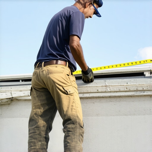 Homeowner measuring attic dimensions with tape measure
