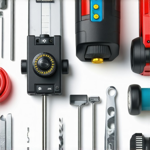 Organized Construction Tools for Maintenance A neatly arranged set of professional construction tools including laser measure, drills, and maintenance gear in a workshop setting.