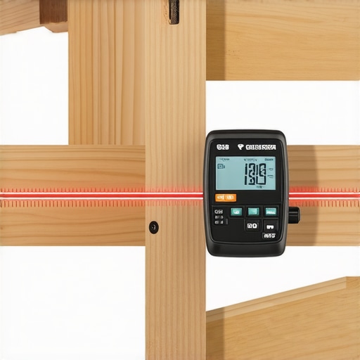 Precision Measurement with Laser Tools Homeowner using laser distance meter to measure structural support during renovation