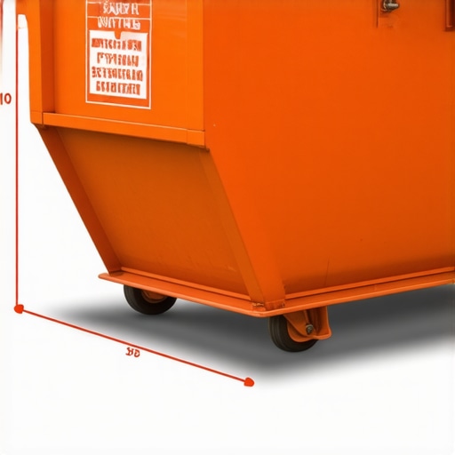 Illustration showing accurate placement of a construction dumpster with measurement markings and permit signs.