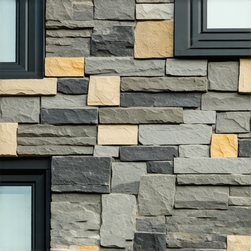 Detailed image of a well-installed flashing system on a residential stone veneer wall.