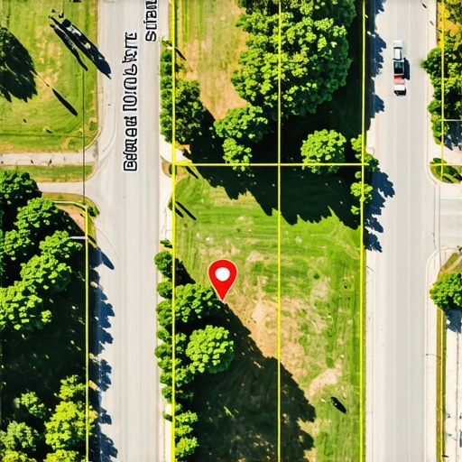 Illustration of a property survey with clear setback measurements from property lines.