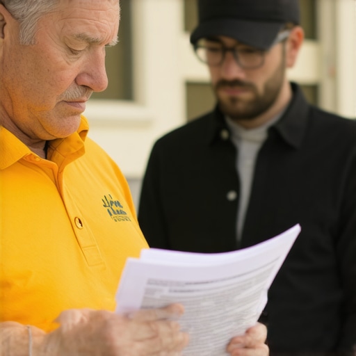Homeowner consulting with city official about permit application