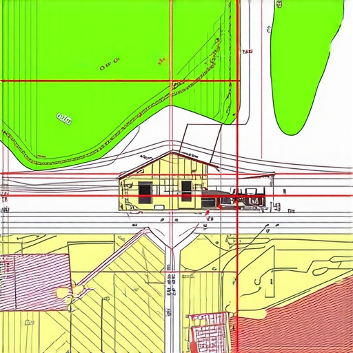 Site survey map highlighting areas with bedrock for excavation