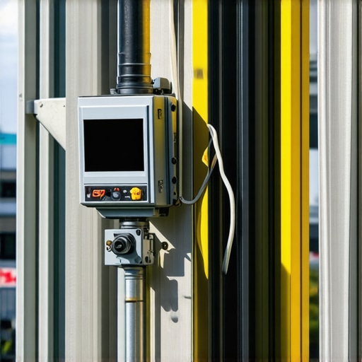 Smart Construction Sensors for Longevity Close-up of IoT sensors installed on a construction beam monitoring structural health.